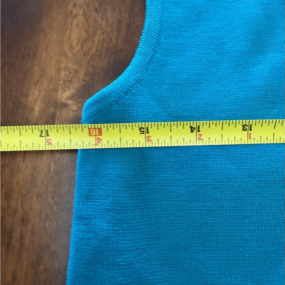 Women’s Ming Wang Ribbed Knit Sweater Shirt Aqua/Turquoise Small Office - Picture 4 of 9